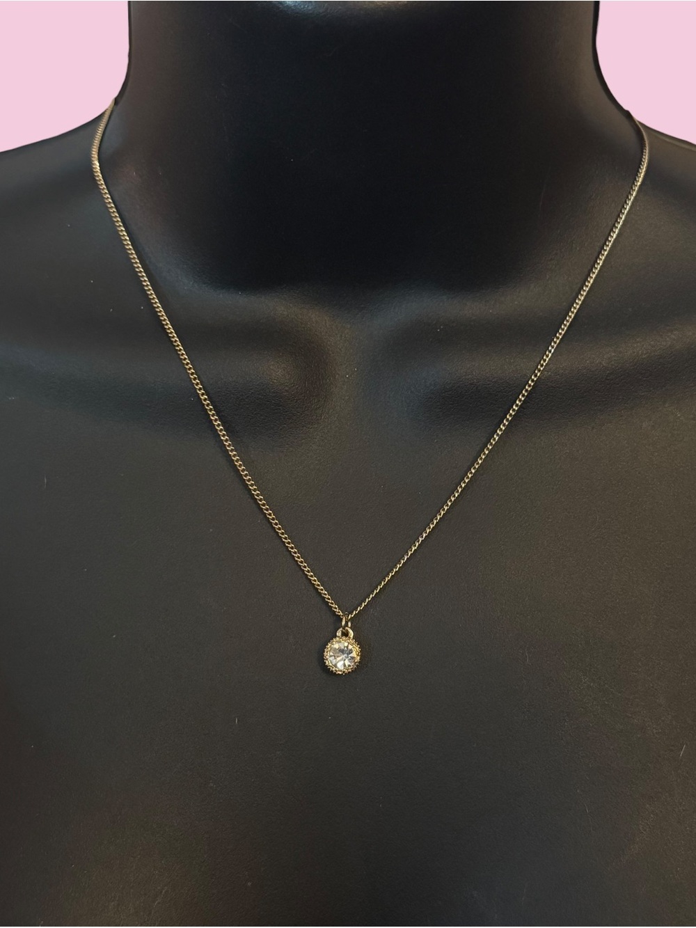 Louisa gold tone solitaire crystal pendant necklace